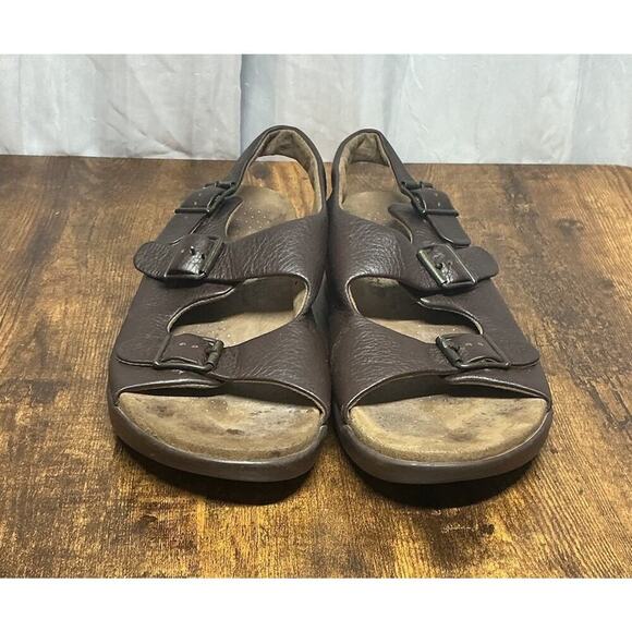 Men's SAS Bravo Heel Strap Sandal Brown Leather Buckle Size 11 - Picture 2 of 9